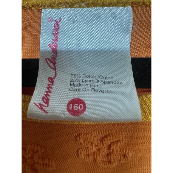 Hanna Andersson Jacquard Embroidered Floral Kids Long Sleeve Orange 160 (14-16) - Picture 5 of 5